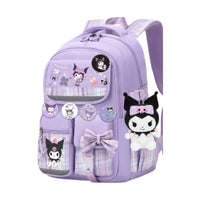Thumbnail for Schoolrugzak voor meisjes met ergonomische rugondersteuning en kawaii Sanrio-karakters in paars, roze, zwart en blauw