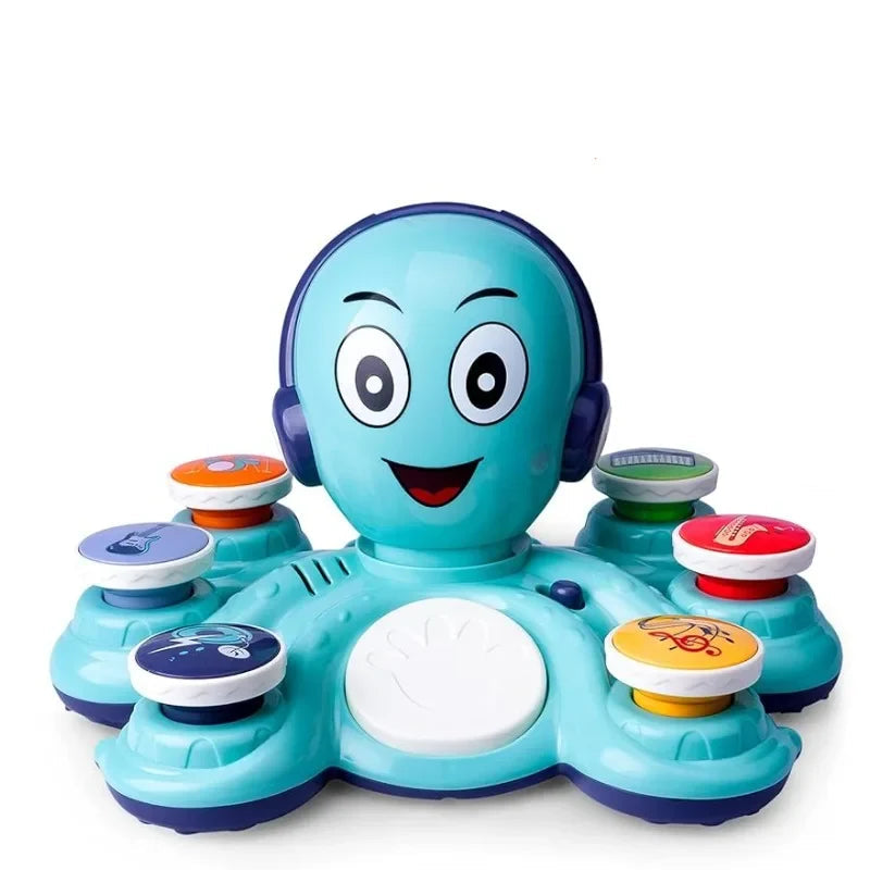 Musical Octo turquoise octopus met LED-verlichte toetsen, koptelefoon en zes wisselbare muziekmodules