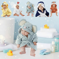 Thumbnail for CozyNest badjas in grijs met schattig dierendesign, speciaal ontworpen voor comfort en warmte na het baden