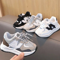 Thumbnail for Kindersneakers met veters in grijs, zwart en wit - ademend en lichtgewicht design