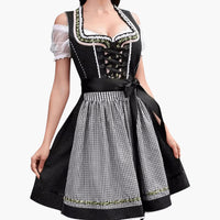 Thumbnail for Geregen Dirndl Jurk Dames Geborduurd Geruit | Oktoberfest