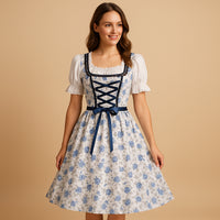 Thumbnail for Dirndl Jurk Dames Bloemenprint Korsetdetails | Traditioneel