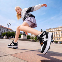 Thumbnail for Verstelbare Kindersneakers met Inklapbare Wieltjes | Zwart Wit
