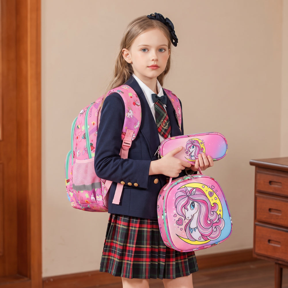 Schooltas Set Dames Eenhoorn Driedelig | School