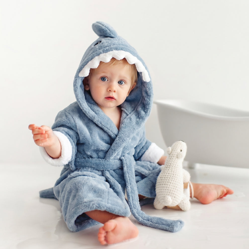 Milo & Moon Babybadjas | Haai & dieren hooded badjas 0-6 jaar – Knuffelig badplezier