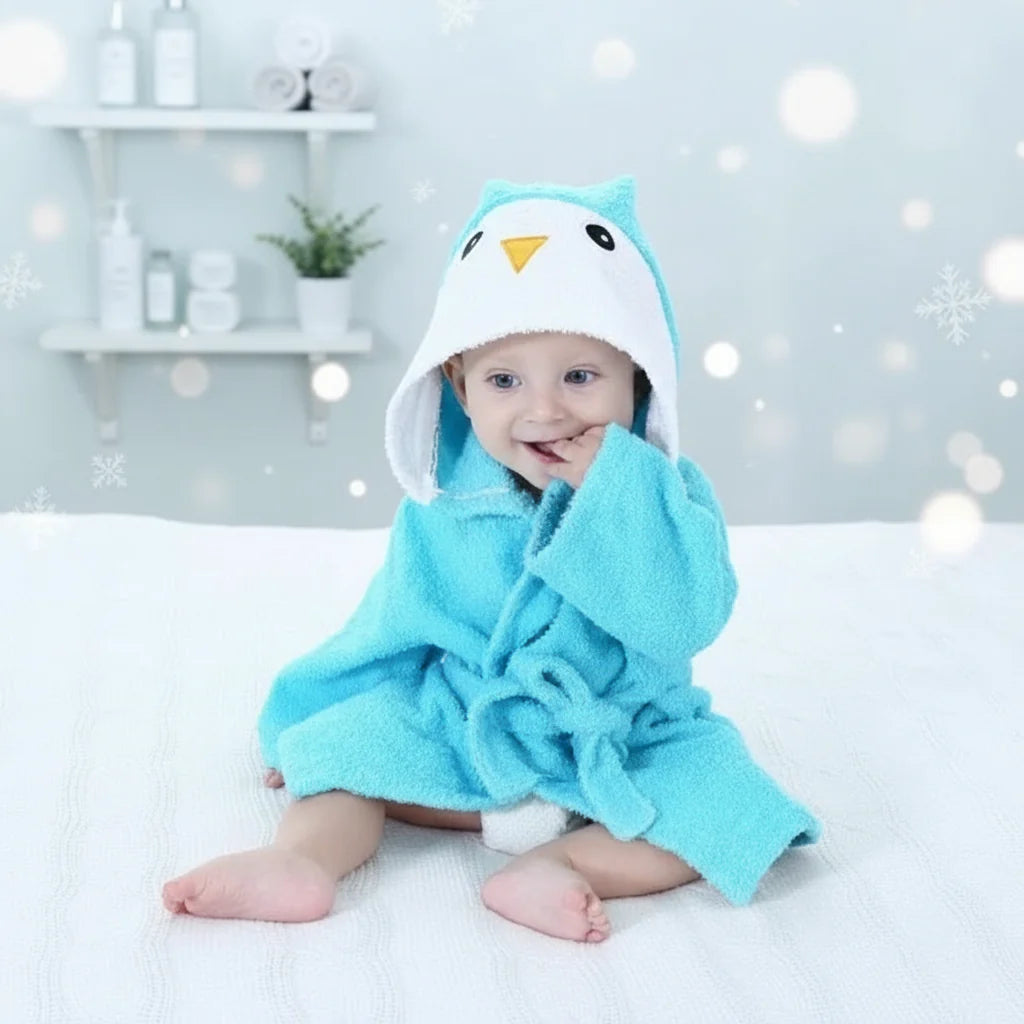 CozyNest badjas | Dierenprint badjas 70–110cm, 0–6 jaar – Zachte knuffelwarmte na het baden