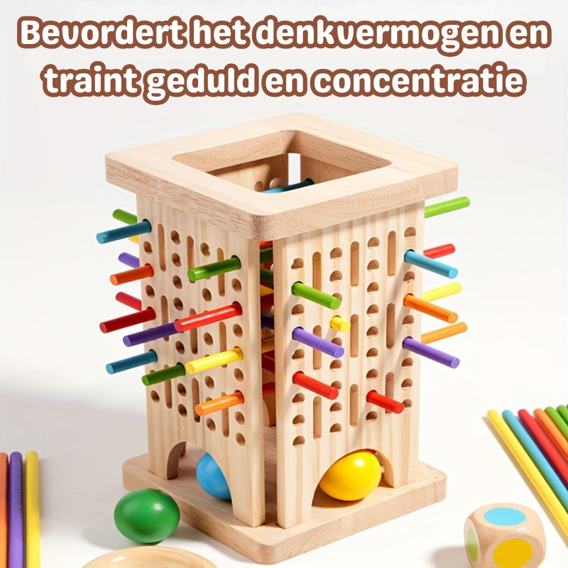 Magische Toren | 3-in-1 houten stokspel, 3+ jaar – Concentratie en motorische ontwikkeling