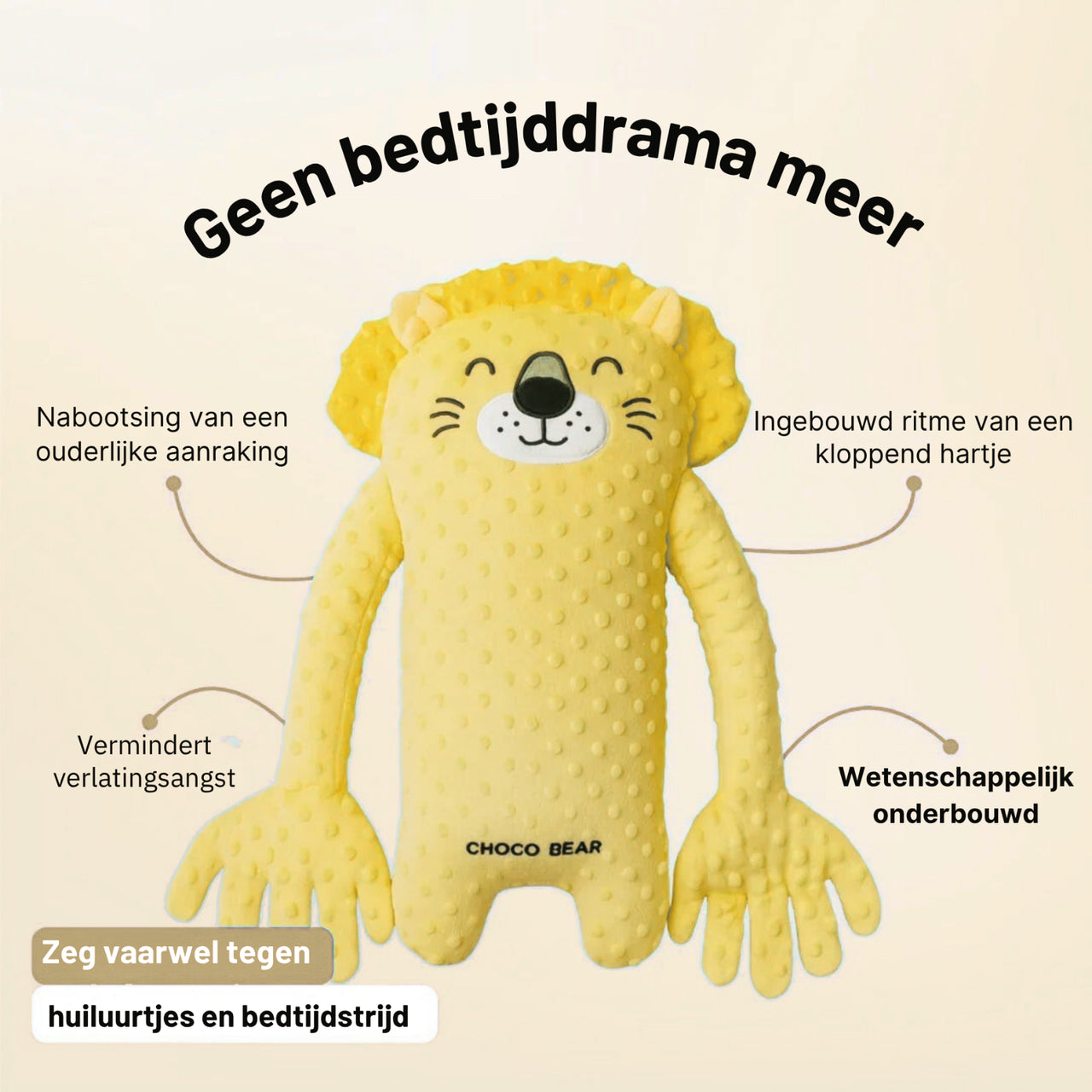 MiloBear slaapknuffel | Interactieve pluche baby knuffel met hartslag, 0+ – Rustgevende slaap voor je baby