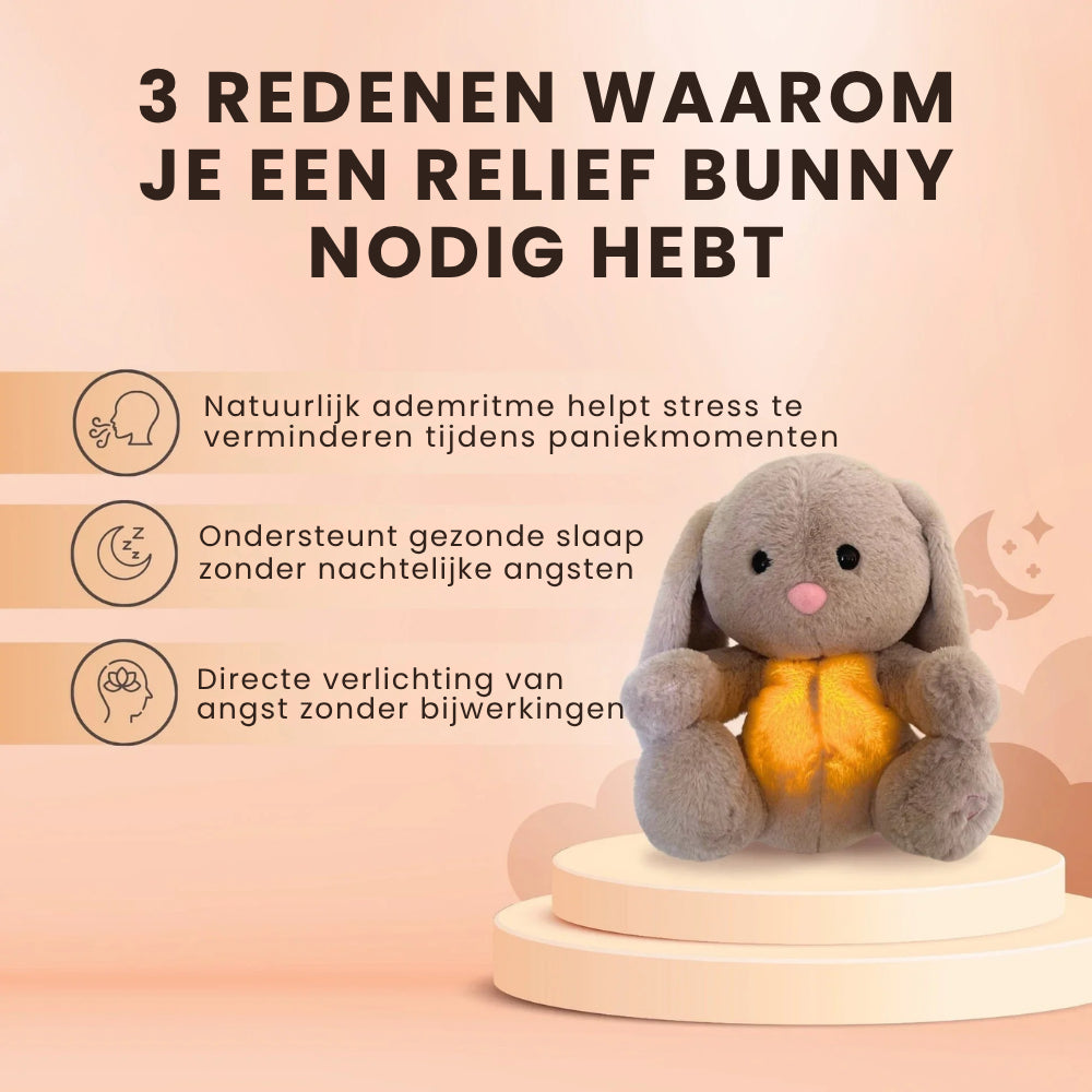 SleepCuddle knuffel | Konijn met LED-licht & rustgeluiden, 3+ – Rustige slaap zonder nachtmerries