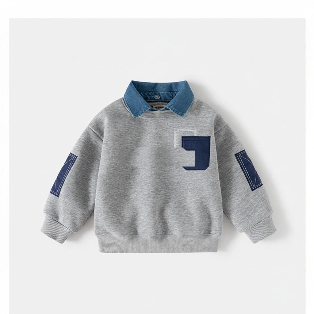Sweatshirt Jongens Denim Kraag Gebreid | Casual