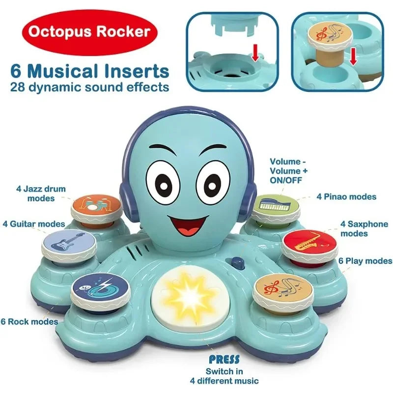 Musical Octo Oktopus | Interactief muziekinstrument met 6 modes en LED – Eindeloos muziekplezier