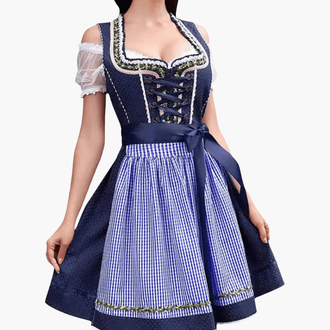 Geregen Dirndl Jurk Dames Geborduurd Geruit | Oktoberfest