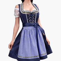Thumbnail for Geregen Dirndl Jurk Dames Geborduurd Geruit | Oktoberfest