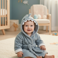 Thumbnail for CozyNest badjas | Dierenprint badjas 70–110cm, 0–6 jaar – Zachte knuffelwarmte na het baden