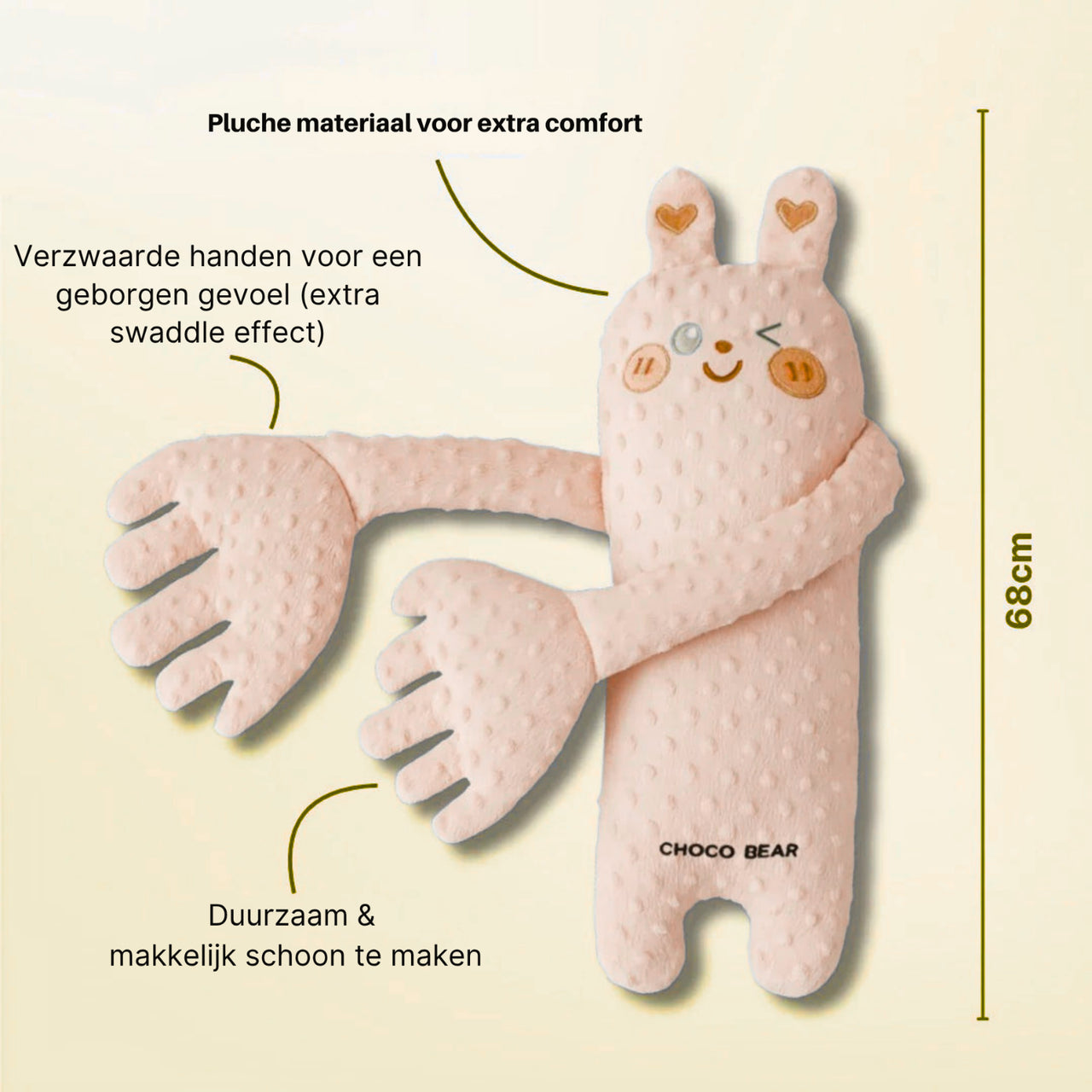 MiloBear slaapknuffel | Interactieve pluche baby knuffel met hartslag, 0+ – Rustgevende slaap voor je baby