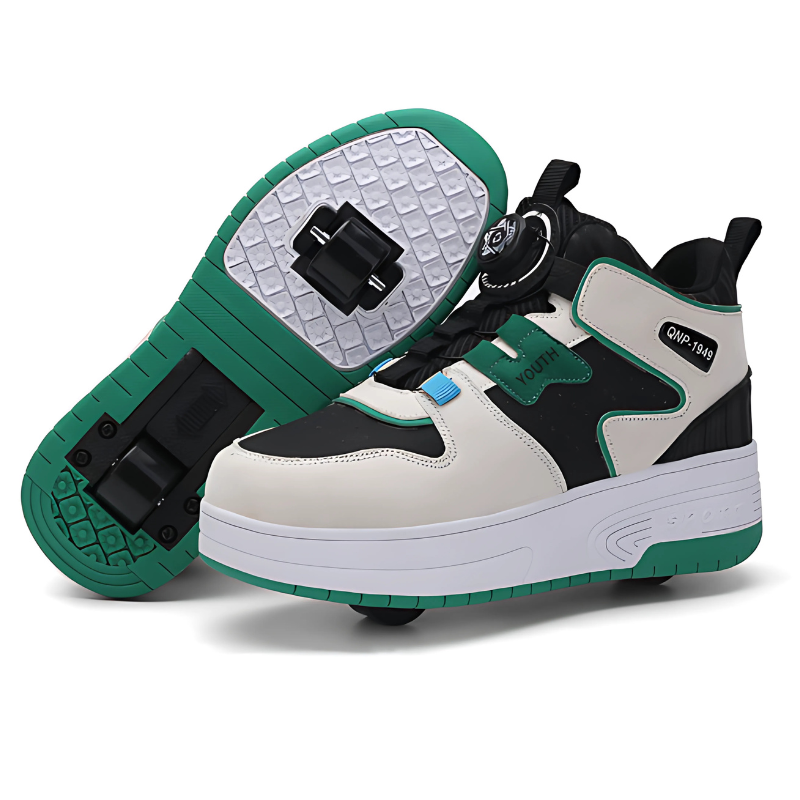 Verstelbare Kindersneakers met Inklapbare Wieltjes | Zwart Wit