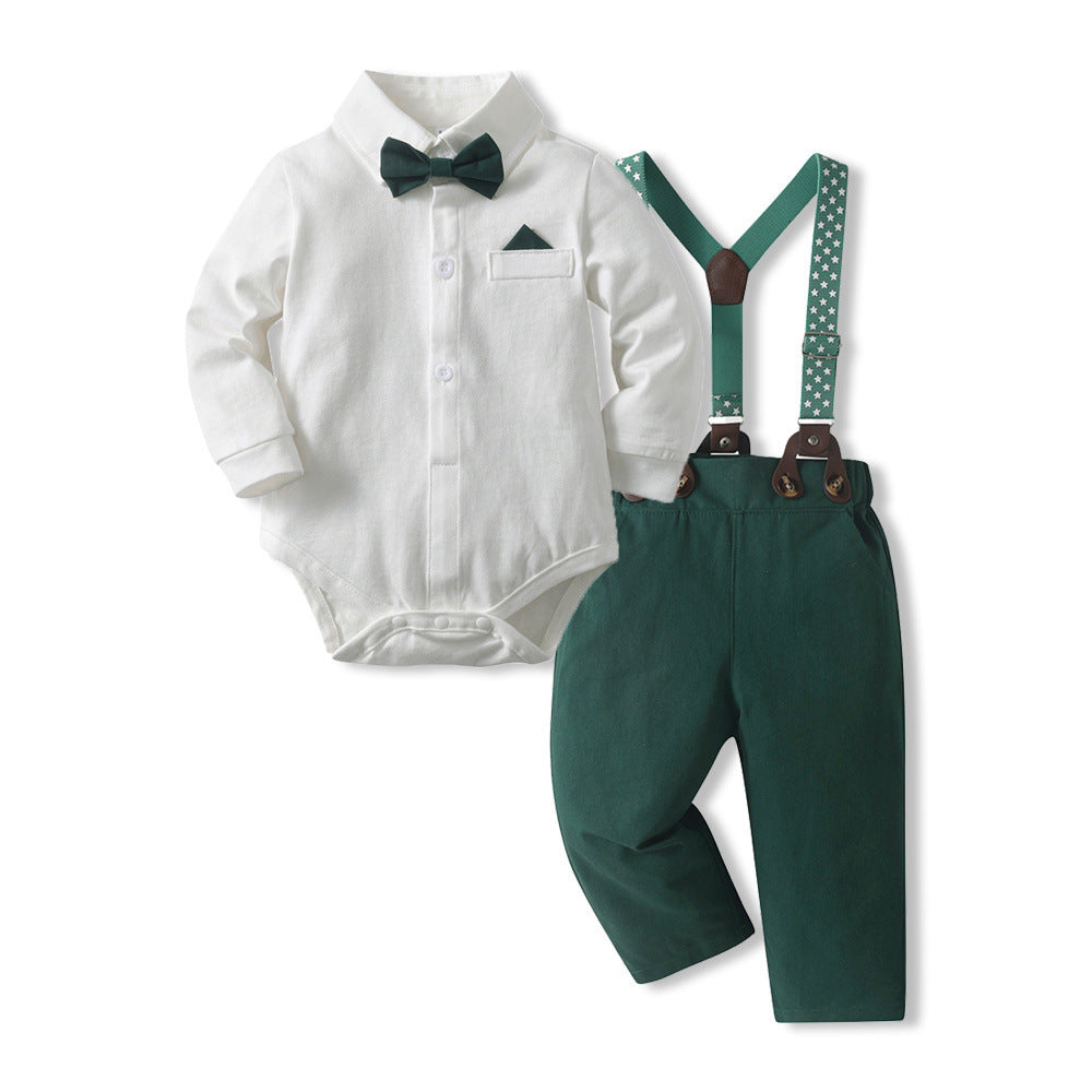 Formele Babyset voor Jongens Bruine Broek met Bretels | Feestelijk