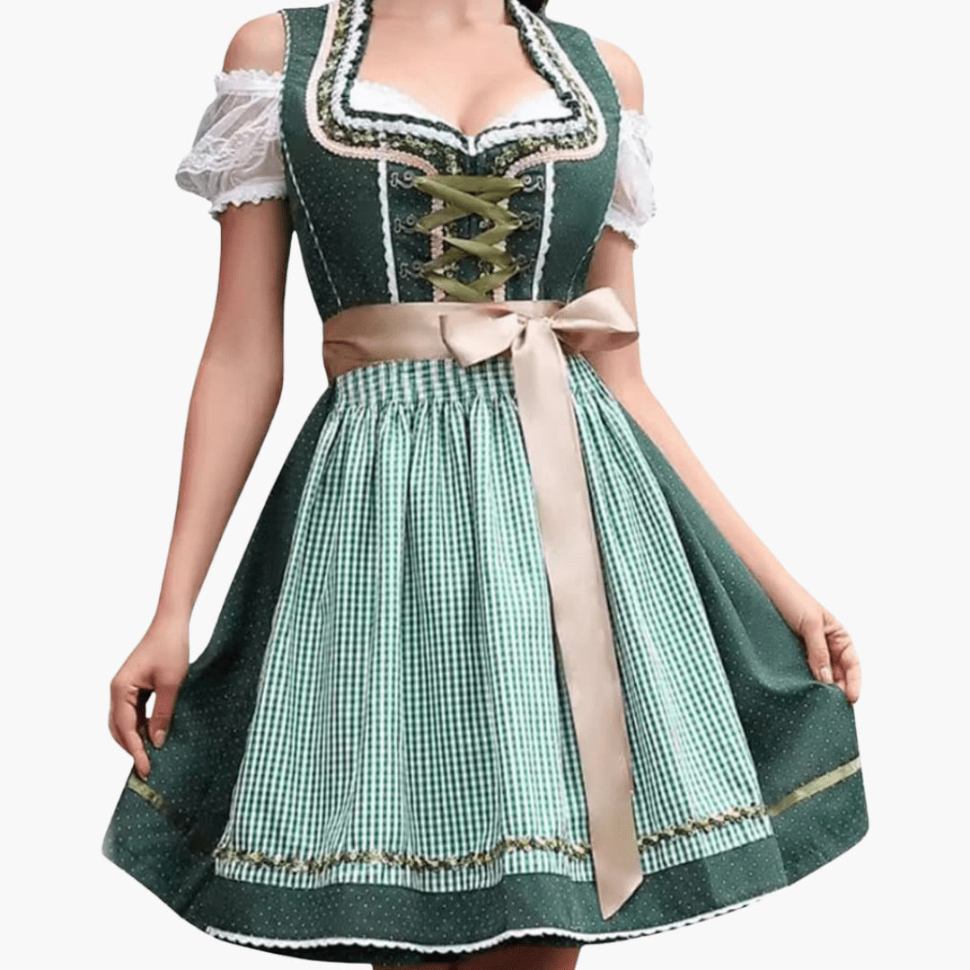 Geregen Dirndl Jurk Dames Geborduurd Geruit | Oktoberfest