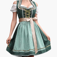 Thumbnail for Geregen Dirndl Jurk Dames Geborduurd Geruit | Oktoberfest