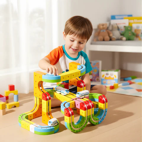 Tracki 3D treinbouwset | STEM speelgoed 51–123 onderdelen, 3+ – Creatief bouwen, onbeperkt speelplezier