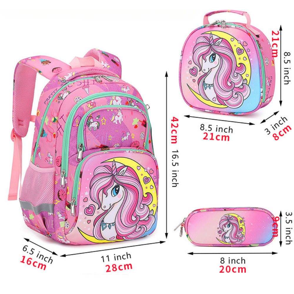 Schooltas Set Dames Eenhoorn Driedelig | School