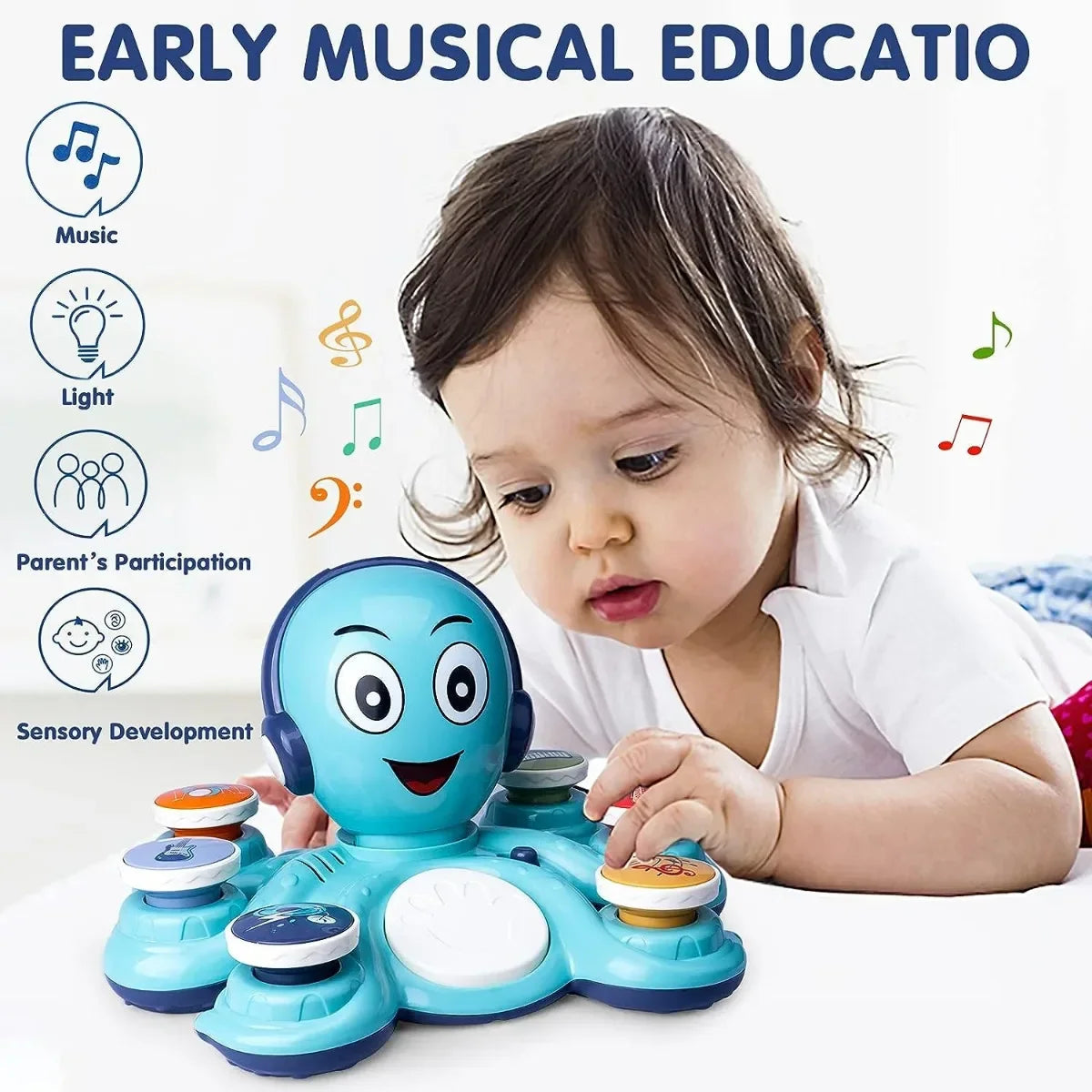 Musical Octo Oktopus | Interactief muziekinstrument met 6 modes en LED – Eindeloos muziekplezier