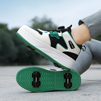 Thumbnail for Verstelbare Kindersneakers met Inklapbare Wieltjes | Zwart Wit