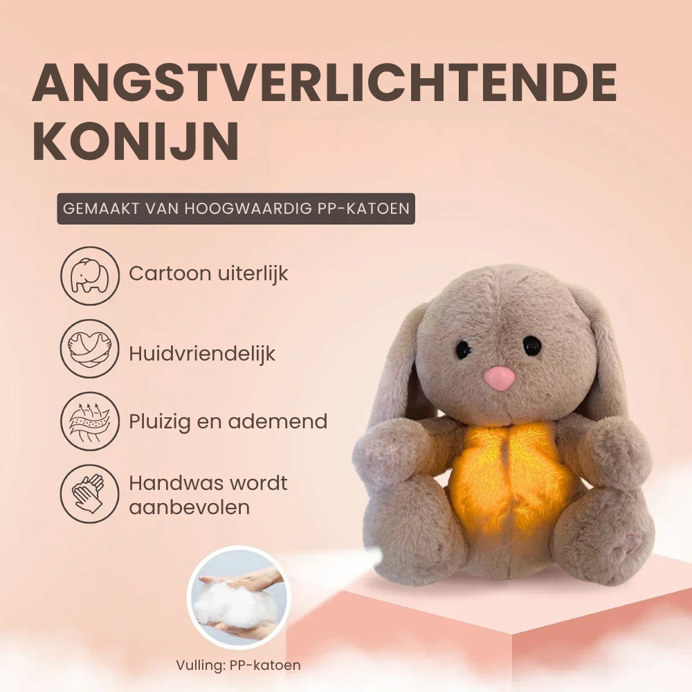 SleepCuddle knuffel | Konijn met LED-licht & rustgeluiden, 3+ – Rustige slaap zonder nachtmerries