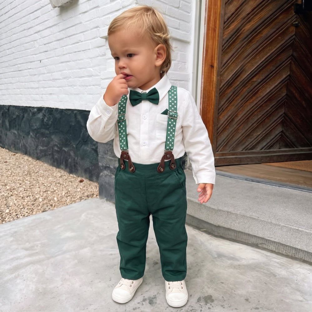 Formele Babyset voor Jongens Bruine Broek met Bretels | Feestelijk