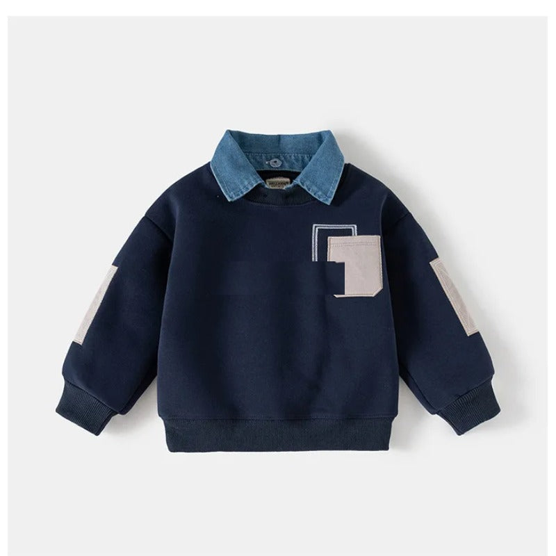 Sweatshirt Jongens Denim Kraag Gebreid | Casual