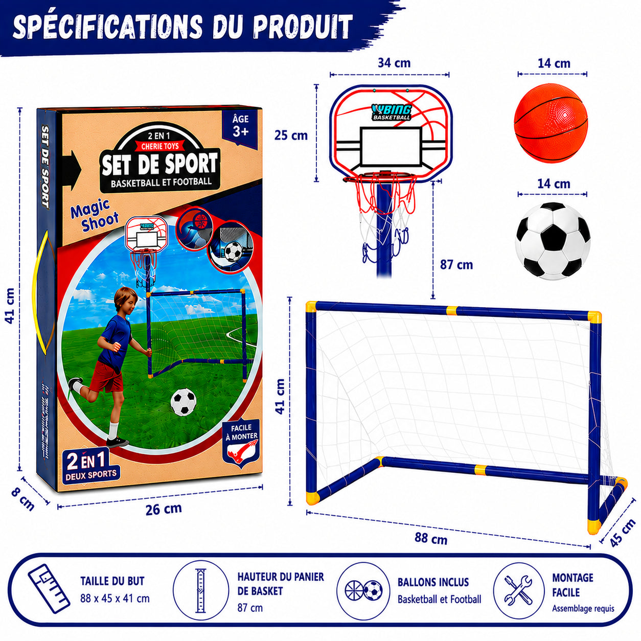 Weplay Multisport Set | 2-in-1 voetbal & basketbal doelset, 3+ – Dubbel speelplezier in de tuin