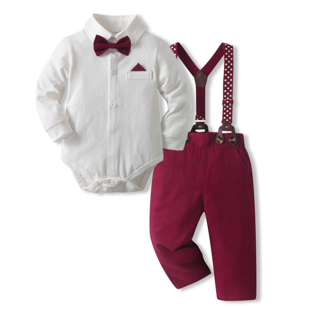 Formele Babyset voor Jongens Bruine Broek met Bretels | Feestelijk