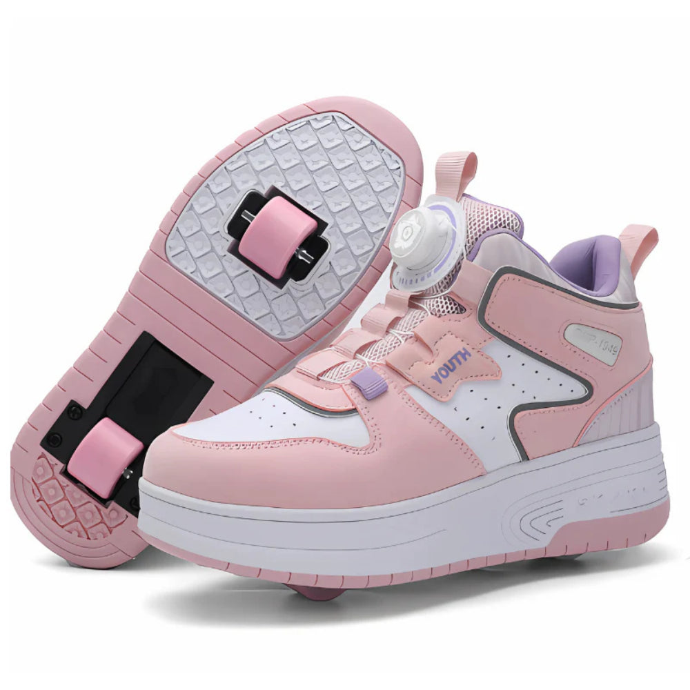 Verstelbare Kindersneakers met Inklapbare Wieltjes | Zwart Wit