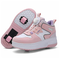 Thumbnail for Verstelbare Kindersneakers met Inklapbare Wieltjes | Zwart Wit