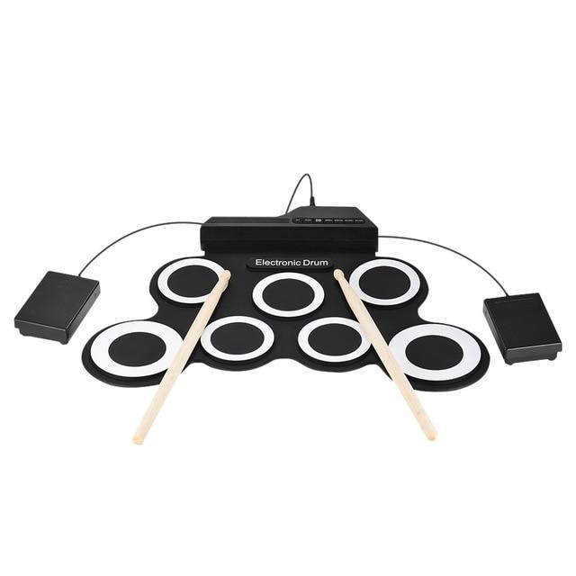 Batterie enroulable | Portable et flexible - Tapis en silicone avec haut-parleur et baguettes de batterie