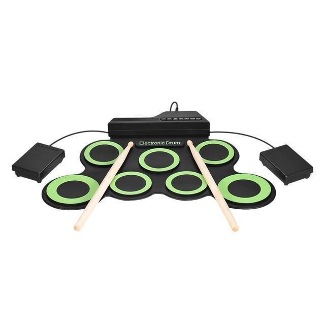 Batterie enroulable | Portable et flexible - Tapis en silicone avec haut-parleur et baguettes de batterie