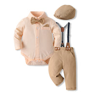 Thumbnail for Formele Babyset voor Jongens Bruine Broek met Bretels | Feestelijk