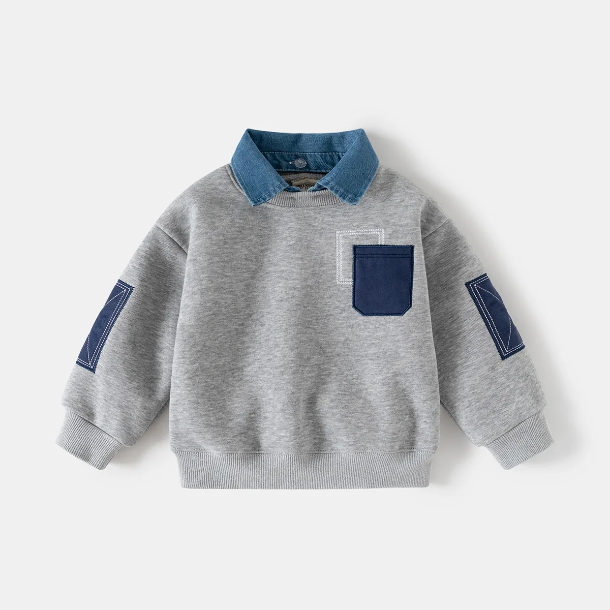 Sweatshirt Jongens Denim Kraag Gebreid | Casual