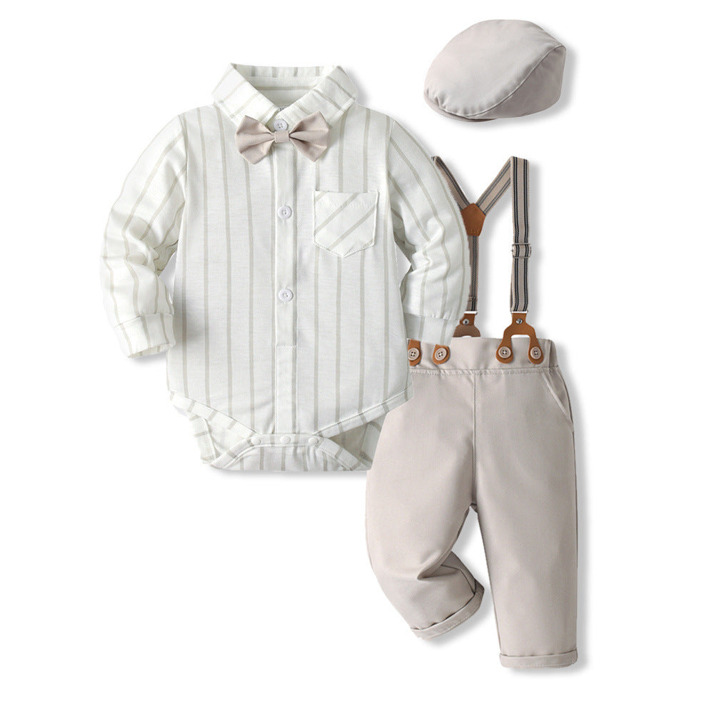 Formele Babyset voor Jongens Bruine Broek met Bretels | Feestelijk