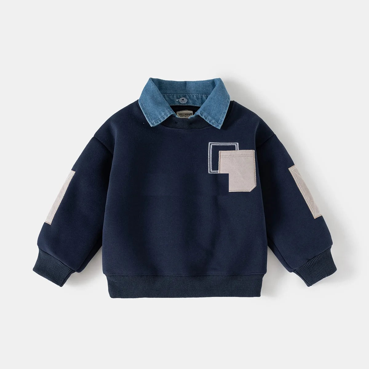 Sweatshirt Jongens Denim Kraag Gebreid | Casual