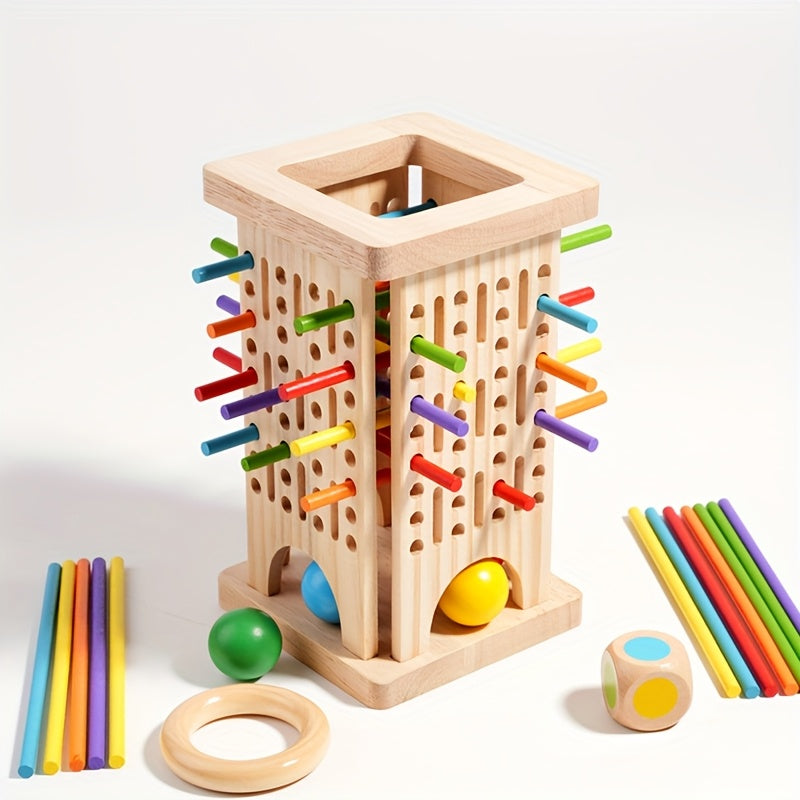 Magische Toren | 3-in-1 houten stokspel, 3+ jaar – Concentratie en motorische ontwikkeling