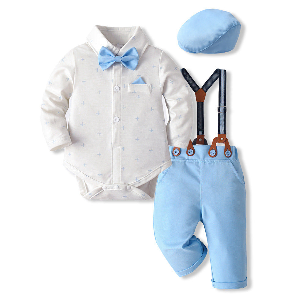 Formele Babyset voor Jongens Bruine Broek met Bretels | Feestelijk