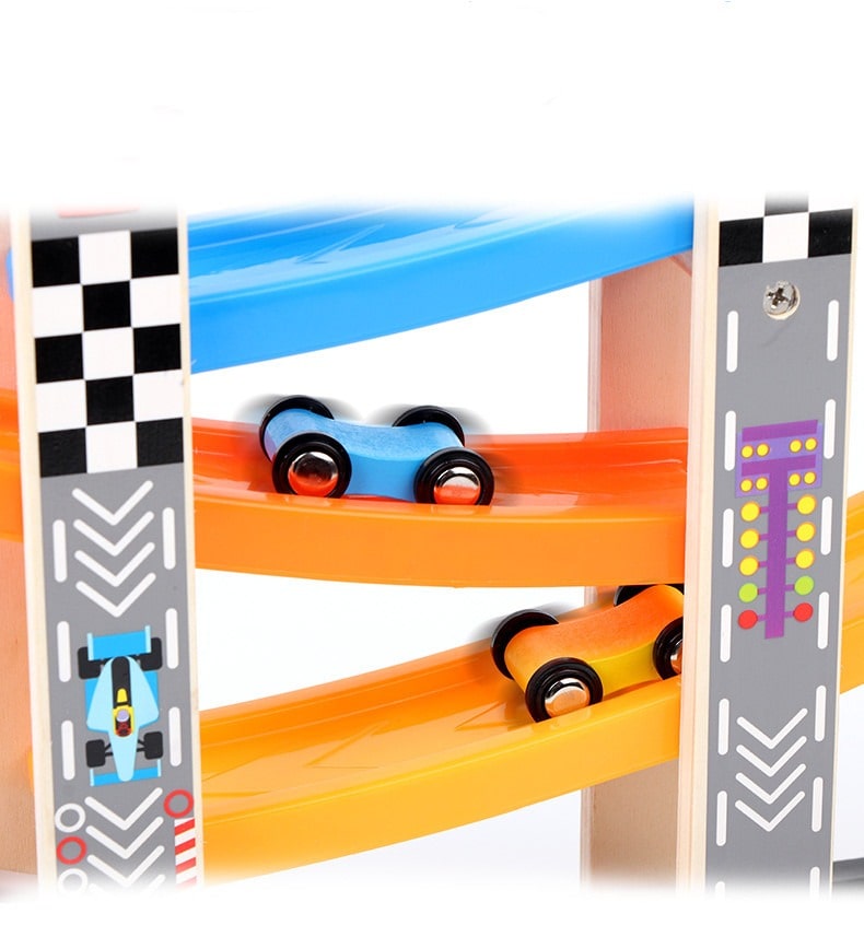 RacerFun | Magiczny tor kolorów - Drewniany zestaw do zabawy dla dzieci