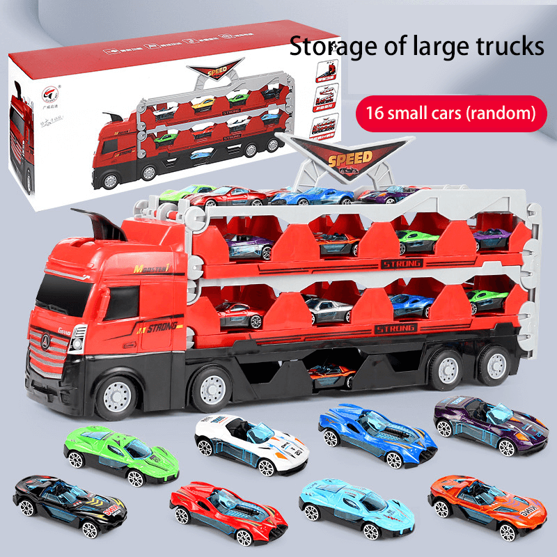 Jouet de transport - SURENHAP - Camion et 6 Voitures d'alliage - Rouge