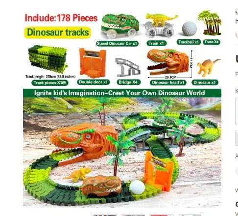 Racing Dinosaur Train Set | Fantasierijke Treinbaan Set voor Ongekend Speelplezier - Inclusief Extra Dino en Treinauto