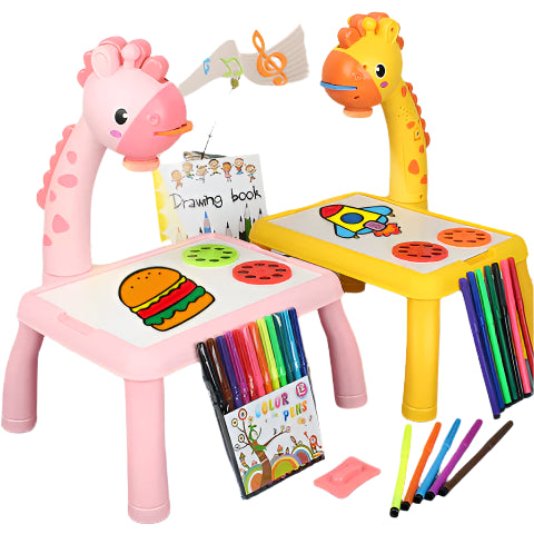 Stół Dino | Niech wyobraźnia ożyje - Kreatywna tablica do rysowania dinozaurów wraz z darmowym 12-elementowym zestawem do rysowania